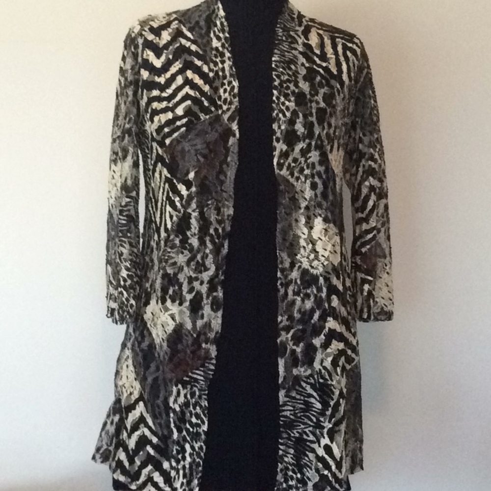 🐆🐅🦓🦒NEW Chico’s Lace Animal Duster S/4🐆🐅🦓🦒